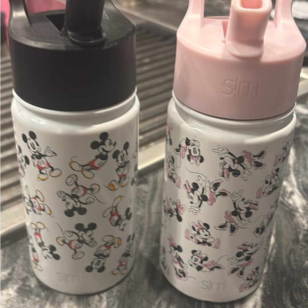 Simple Modern Mickey and Minnie Mouse Water Bottles - Black and Pink